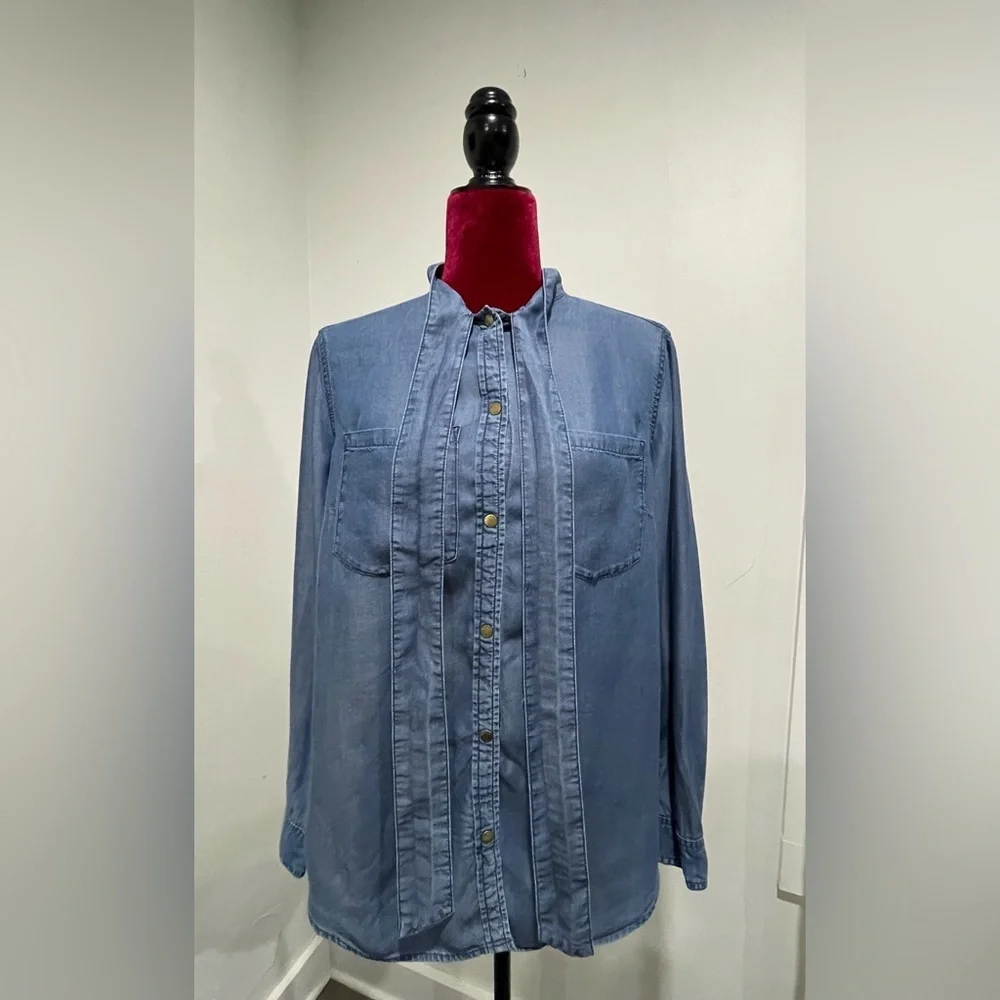 Michael Kors Blue Button Down Shirt with Bow